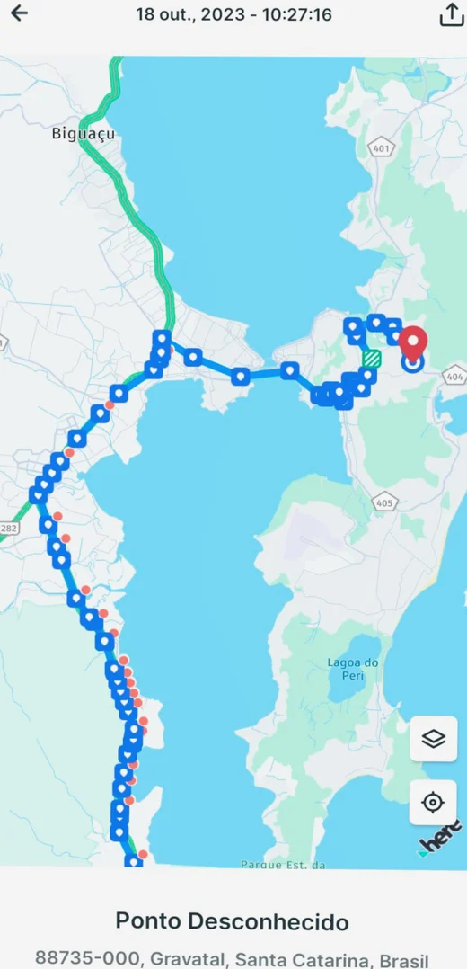 App SC Tracker: histórico de trajeto no mapa